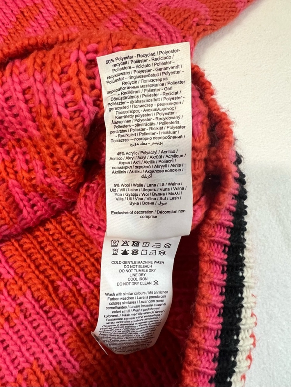 Vero Moda Curve Pink & Orange Houndstooth Knit Sweater Size 4X Dopamine Dressing - Picture 8 of 12